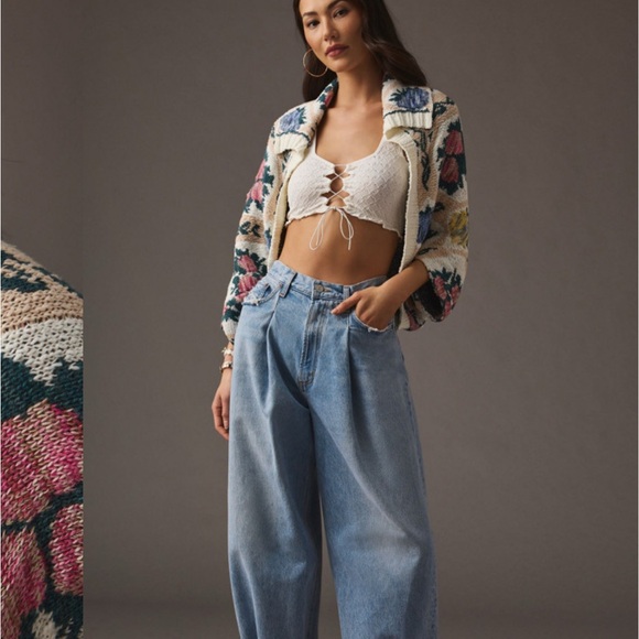 Anthropologie floral cocoon cardigan xs/s - Picture 5 of 10